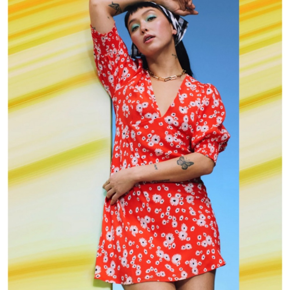 Target x RIXO Red and White Floral Dress